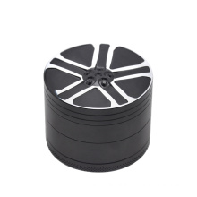 Aluminum Alloy 63mm 4 parts herb grinder weed grinder with curved diamond teeth herb crusher custom logo smoking accessories